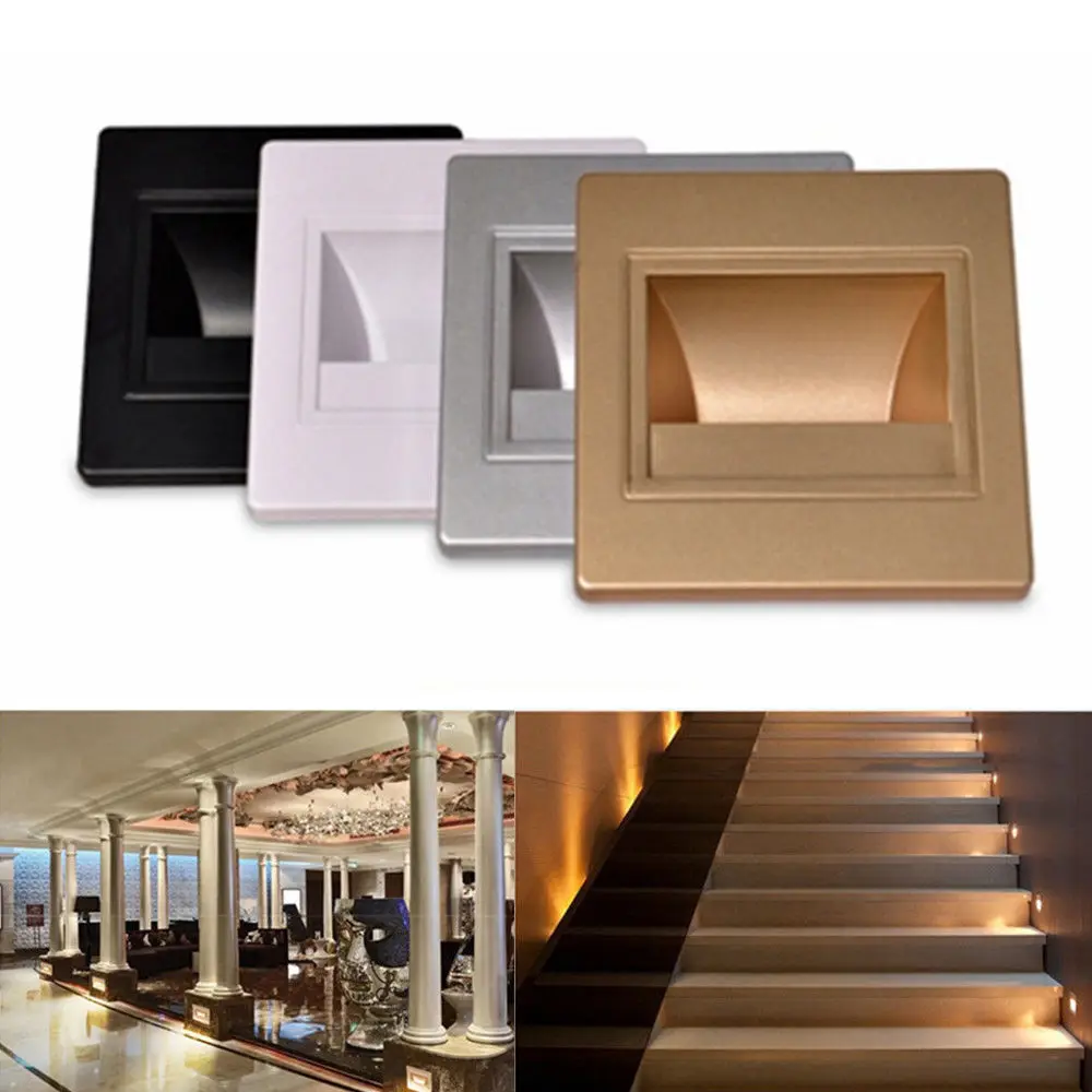 10pcs 1.5W Wall Plinth Recessed Stair Lamp Aisle Porch Footlight Warm White Light - Sliver Case