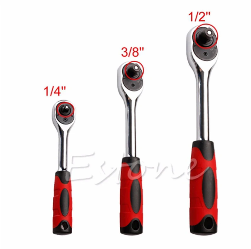 

OOTDTY Chrome-Vanadium Steel 1/4" 3/8" 1/2" Drive Quick Release Ratchet Socket Wrench Hand Tool Repairing Very Strong