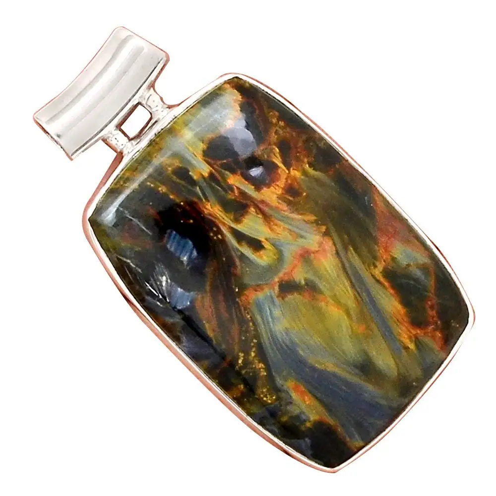 

Genuine PIETERSITE CAB Pendant 925 Sterling Silver, 36.4 mm, MHBAP5967