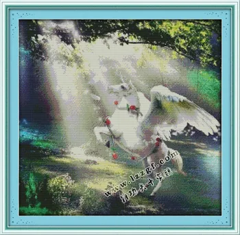 

Needlework,DIY Cross stitch,Full Embroidery kit,forest unicorn white horse counted printed pattern Cross-Stitch wedding gift