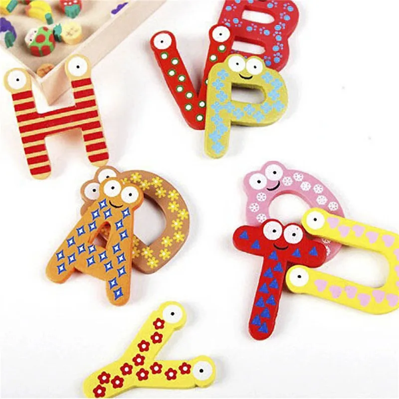 Wood 26 Alphabet Letters Fridge Baby Educational Learning Toys