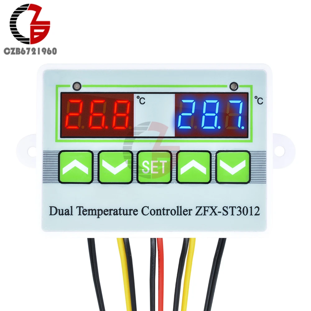 110V-220V-12V-24V-Dual-Digital-Thermostat-Temperature-Controller ...