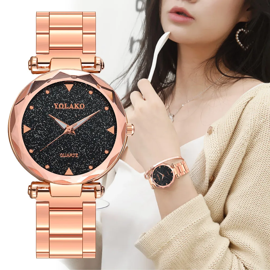 

YOLAKO Casual Quartz Stainless Steel Band Newv Strap Watch Analog Wrist Watch Wristwatches Quartz Classic Analog Watches