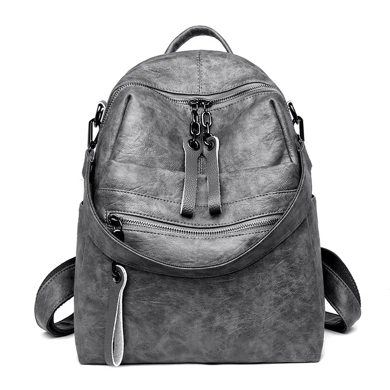 Винтажный женский рюкзак из натуральной кожи, роскошный рюкзак для путешествий, дизайнерские женские школьные сумки для девочек-подростков, рюкзак Mochila - Цвет: Gray