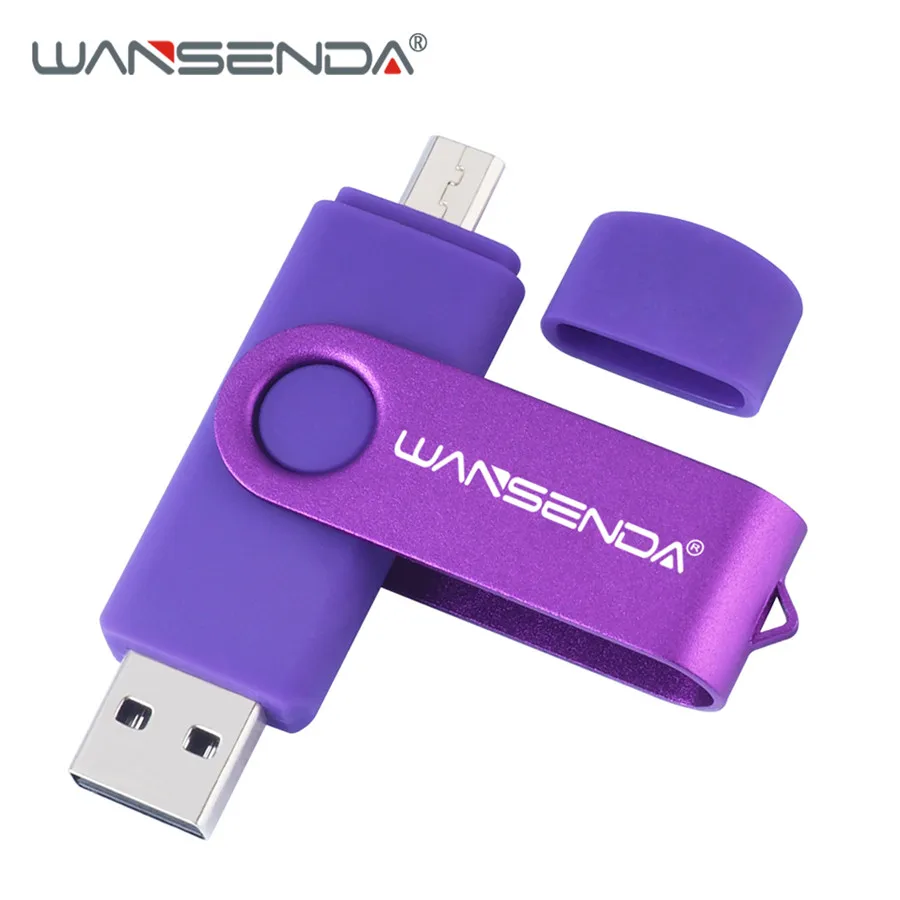 USB флеш-накопитель WANSENDA OTG, 128 ГБ, флеш-накопитель, 8 ГБ, 16 ГБ, 32 ГБ, 64 ГБ, 256 ГБ, флеш-накопитель, 2 в 1, Micro Usb накопитель для Android/PC - Цвет: Фиолетовый