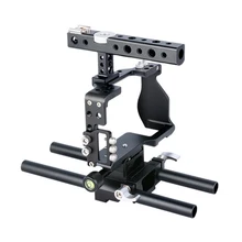 Aluminium Alloy DSLR Camera Video Cage Kit Stabilizer+Top Handle Grip + Rod Rail for Sony A6000 A6300 A6500 A6400 DSLR Camera multi power battery grip for sony a77 ii dslr camera