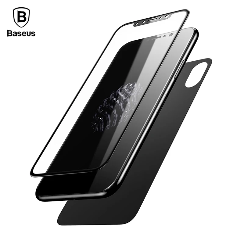 Baseus Premium Front Back Screen Protector Tempered Glass For iPhone X 10 3D Protective Toughened Glass Film Set For iPhoneX 10