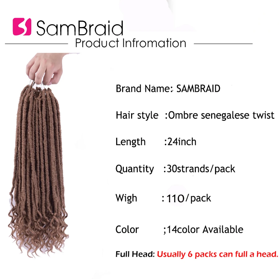 SAMBRAID прямо новые искусственные локоны в стиле Crochet дреды наращивание волос