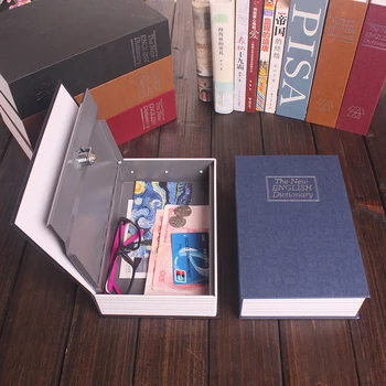 

26.5x19.5x6.5cm Dictionary Book Coded Lock Storage Boxes Metal Cash Secure Scenery Book Safe Money Box Coin Jewellery Key Lock
