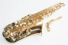 Hot sale Gold lacquer surface,Henri Selmer Paris Brass Alto Saxophone musical instrument with free bag,Eb tune,graven flower