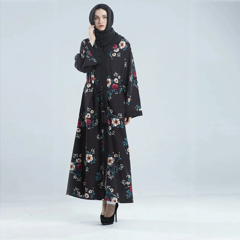 muslim dresses and abaya for women Dubai Style Open Front Kaftan Abaya Muslim Cardigan Maxi Lady Dress 6. 14 | Тематическая одежда