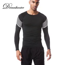 Мужская футболка с длинным рукавом для фитнеса, для спортзала, для спорта, для мужчин, дышащие, быстросохнущие футболки, компрессионные, для фитнеса, бодибилдинга, для бега