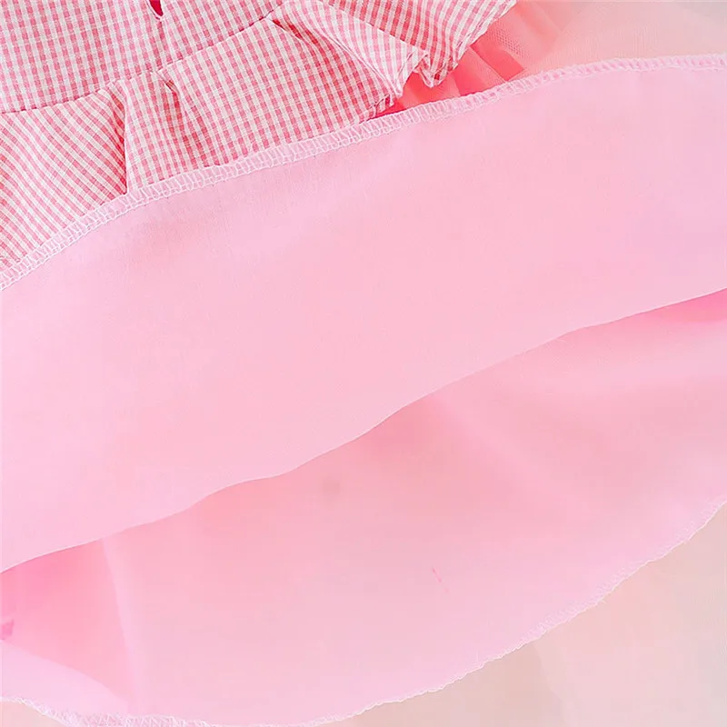Модная клетчатая юбка-пачка для маленьких девочек, фатиновое платье для первого дня рождения для маленьких девочек детское платье принцессы без рукавов, Прямая поставка 2