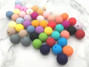 

6PCS 15MM Mix Color Silicone Round DIY Chew Beads Pacifier Chain Necklace Baby Toy Chewable Teether Nipple BPA Free Food Safety