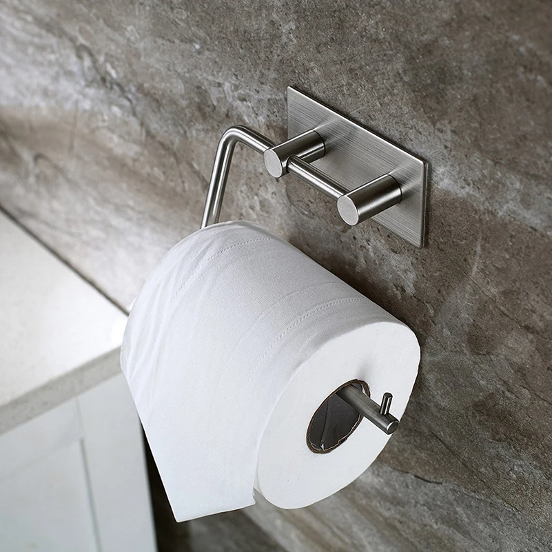 180° rotatable toilet paper holder bathroom towel rack self-adhesive simple stainless steel bathroom storage rack home storage organizer (4)
