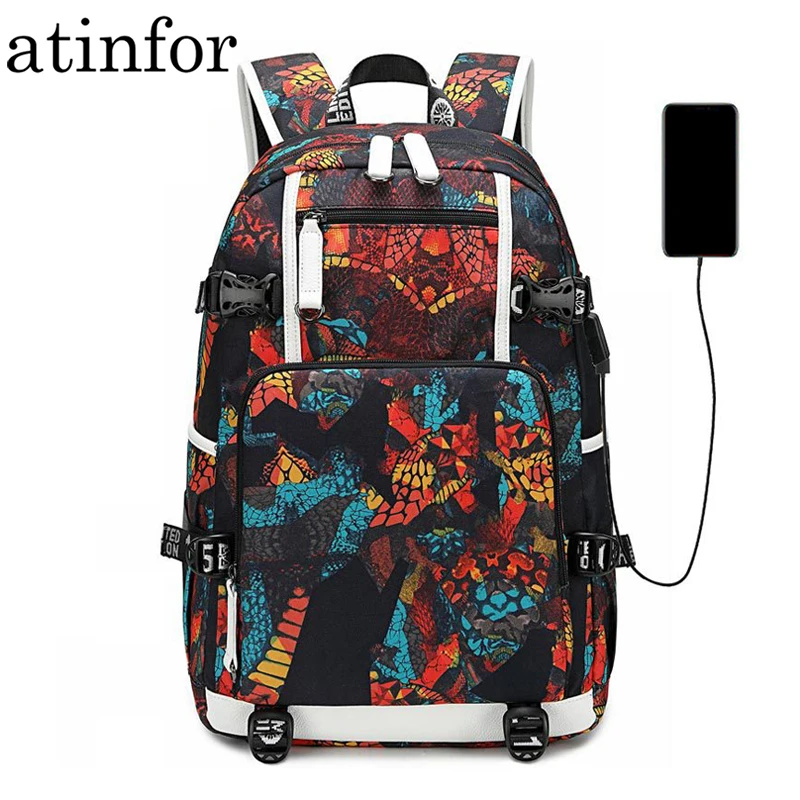 

atinfor Brand Waterproof Men Backpack Space Printing School Book Bag for Teenager Boys Students Back Pack