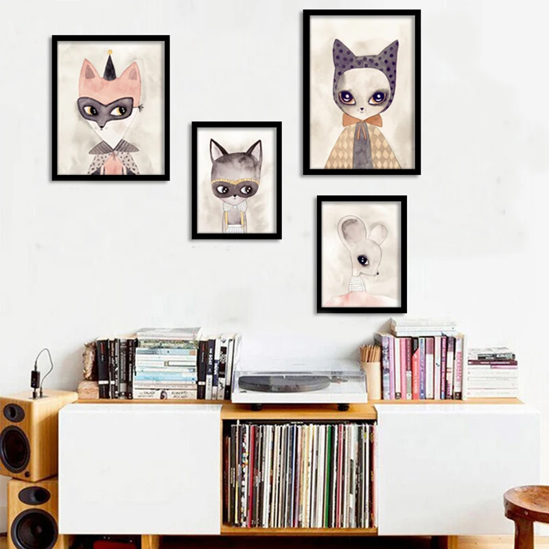 

NEW Wall Art Canvas Painting Posters And Prints Rabbit Girl Nursery Wall Pictures For Living Room Nordic Decoration No Frame