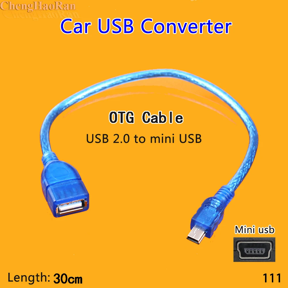 

ChengHaoRan 1PCS Mini USB Male to USB Female Data Cable USB to T Type Car Conversion Adapter 5P OTG Cable Cord for Car