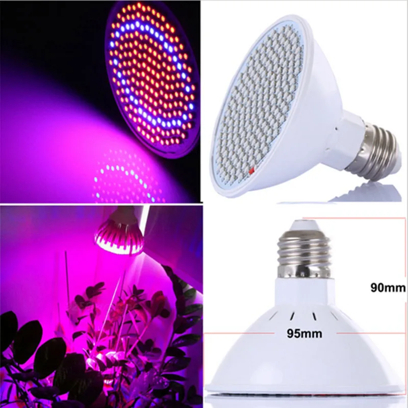 Phyto лампа полный спектр LED растительный свет E27 растительная с зажимом для теплицы
