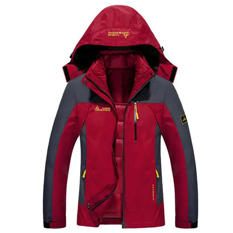 Зимняя водонепроницаемая теплая куртка, женская теплая парка 2 в 1, пальто для женщин на открытом воздухе, ветрозащитная Толстая зимняя туристическая куртка, верхняя одежда - Цвет: Красный
