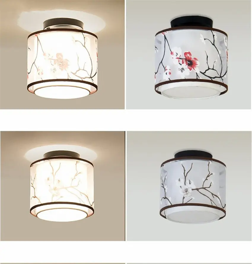 Китайская традиционная стильная потолочная лампа для гостиной, спальни, Светодиодная потолочная лампа, тканевый абажур, Декор, освещение, светильники
