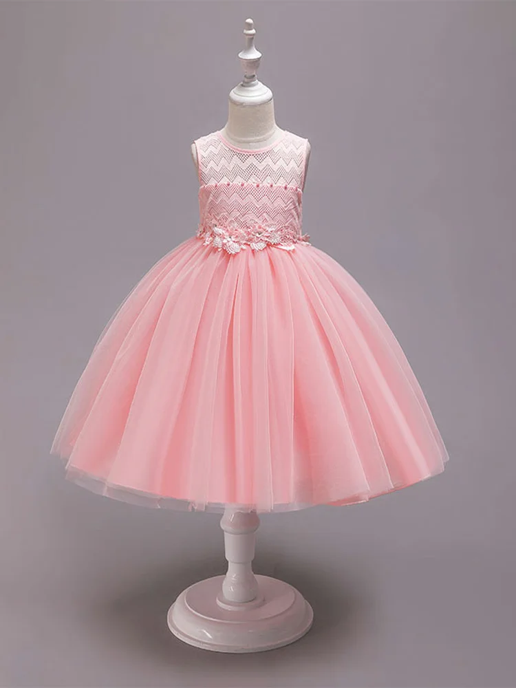 It's Yiya/Платья с цветочным узором для девочек длинное платье для девочек без рукавов розового и шампанского пышные платья Vestidos De Noches Para Ninas 7931