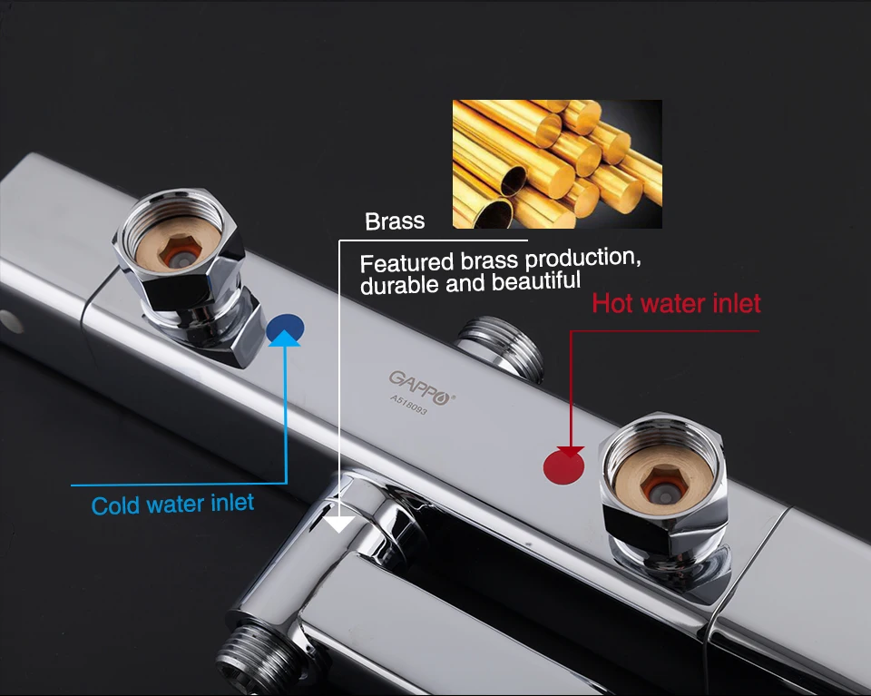 GAPPO Термостатический смеситель для душа для ванной комнаты, смесители для холодной и горячей воды, вращающийся подъемный латунный смеситель для душа