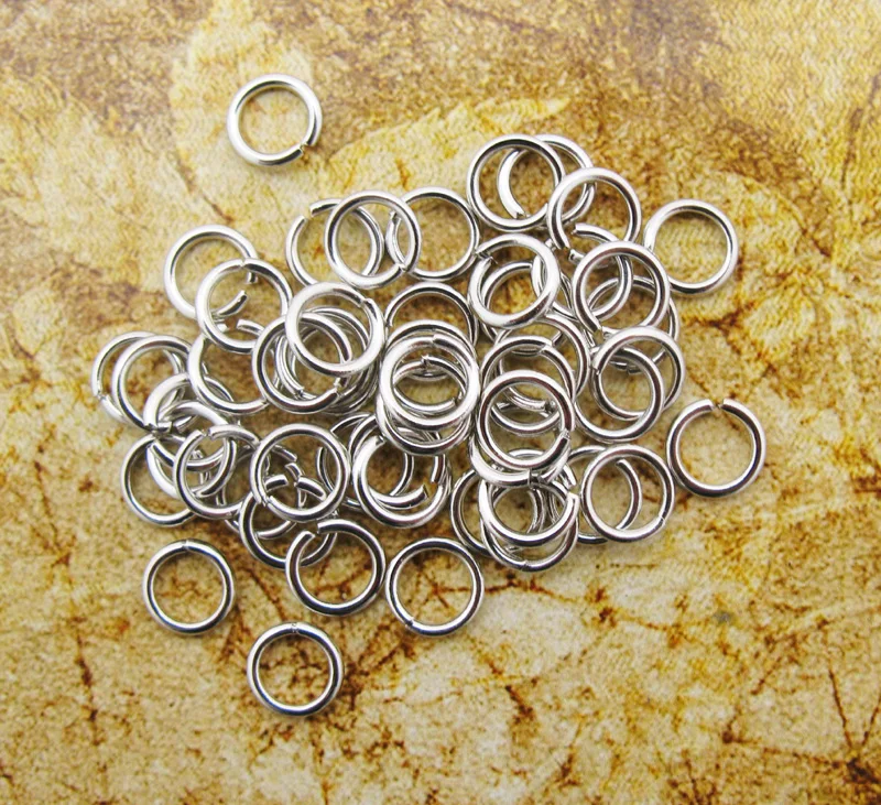 TOAOB 1000pcs Nickel 5x0.7mm(1/4") Stainless Steel Single Loops Open