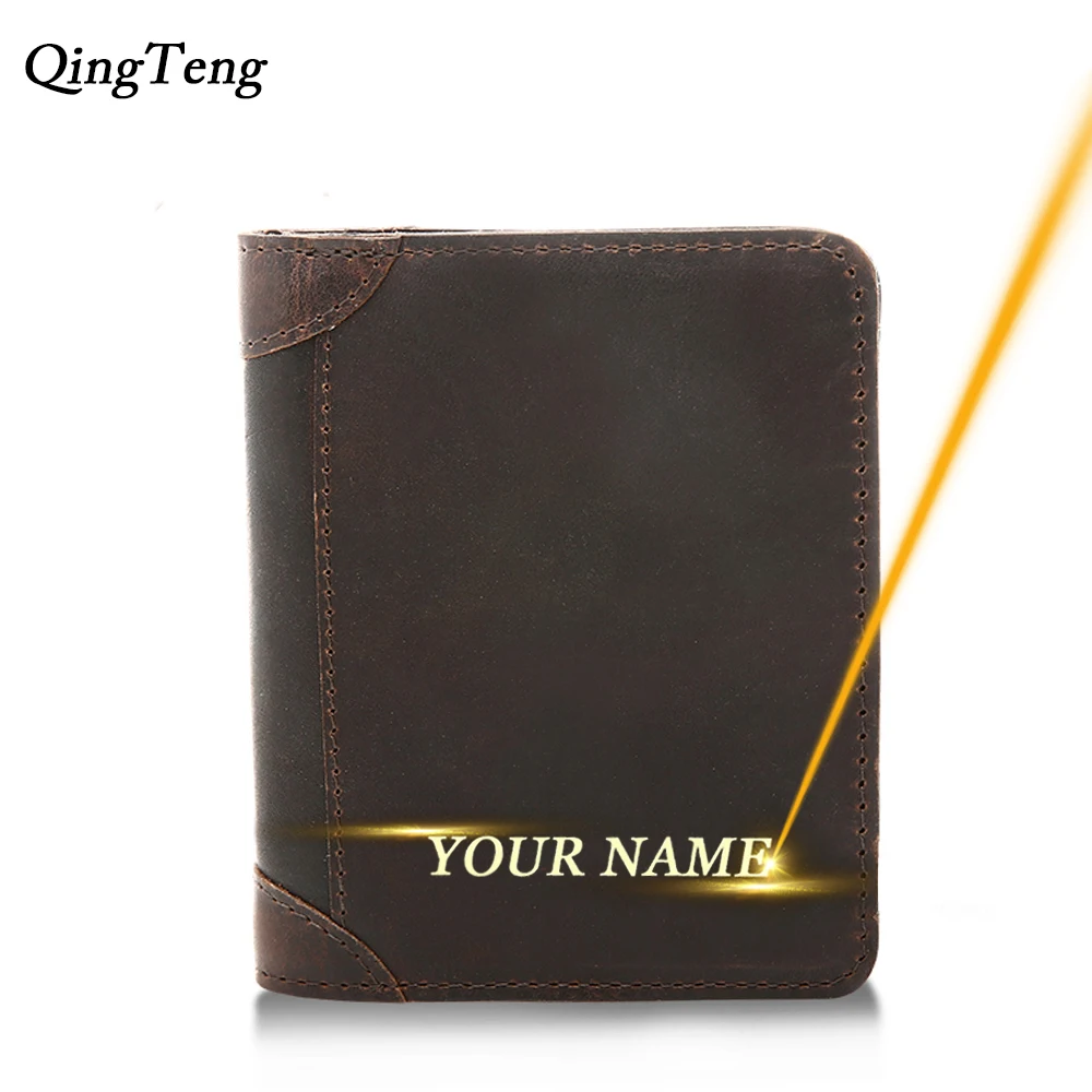 

Free Engraving Men Wallet Clutch Male Holder Genuine Leather Customized Handy Rfid Money Bag Vertical Wallet For Man Coin Purse