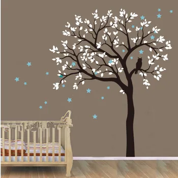 

200x230cm Owl Hoot Stars big size large Tree Wall Stickers home decor Vinyl mural Decal removable for Kids room Nursery
