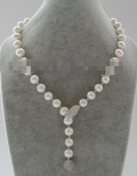 

02595 natural white round freshwater pearl necklace