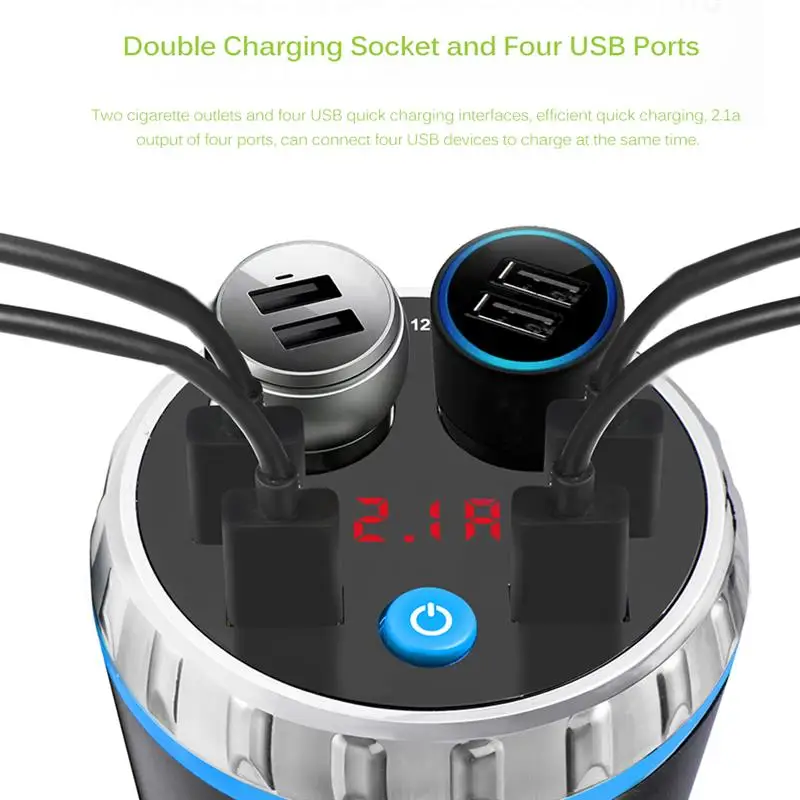 Автомобильное зарядное устройство Max 5 в 3,1 А, 4 USB для iphone, samsung, huawei, планшета, двойной прикуриватель, автомобильная чашка, Электронная зажигалка, разветвитель
