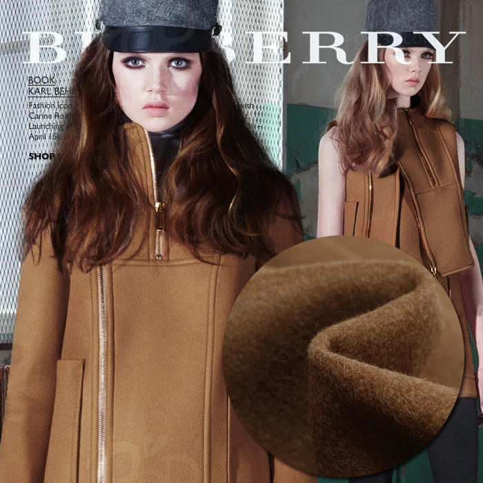 

Accompanying elegant double-layer composite fabric wool fabric material brown fashion custom clothing coat jacket material
