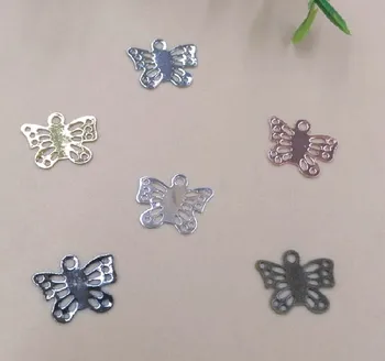 

11*9mm Filigree Butterfly Charms Connectors Vintage Bu Yao Hair Clasps Wraps Links Blank Findings Multi-color Plated Brass