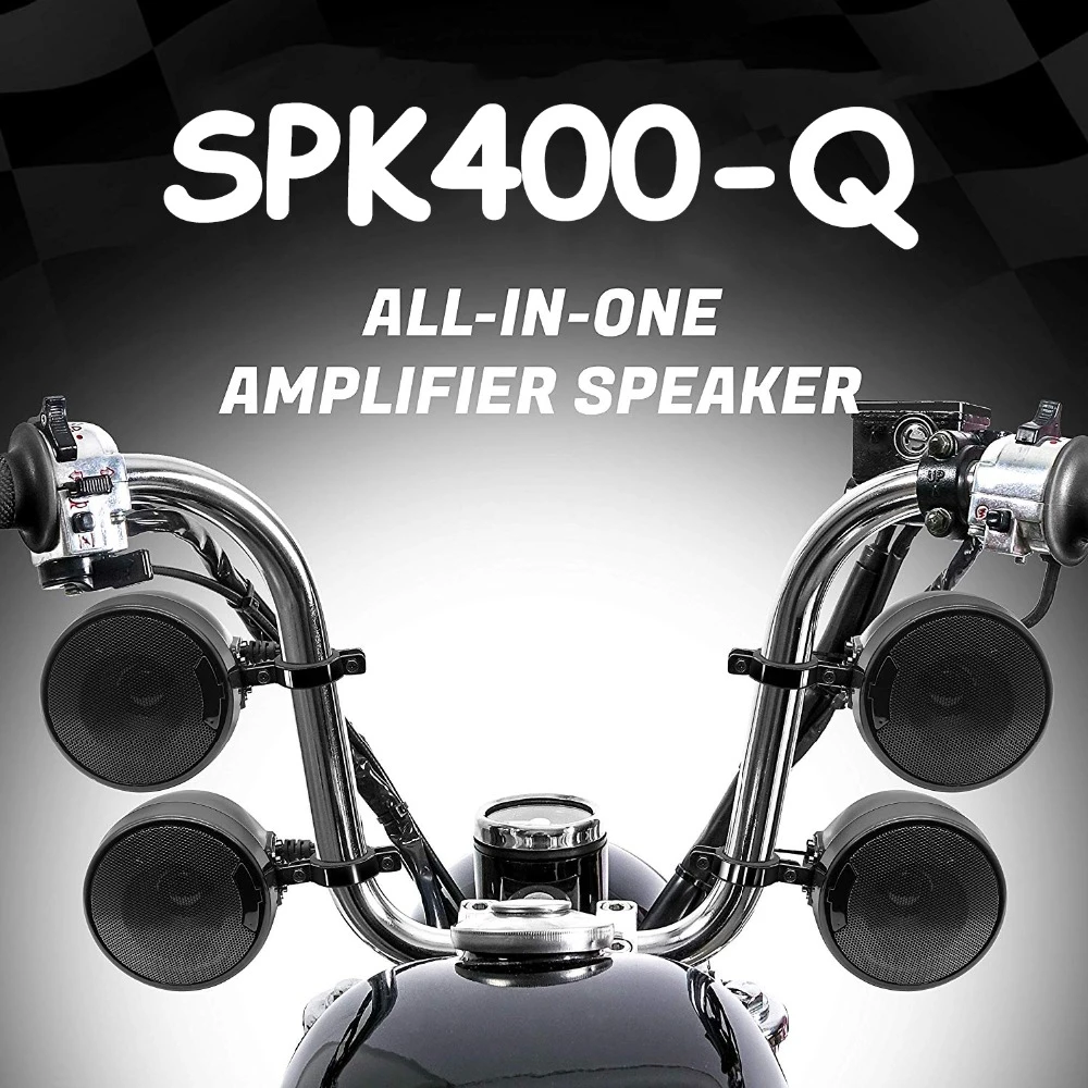 Aileap SPK400 Q 4 チャンネル 4.5 インチオートバイの Bluetooth スピーカー 1200 ワットアンプステレオ オーディオシステムサポート AUX MP3 (黒)|Motorcycle Audio| - AliExpress