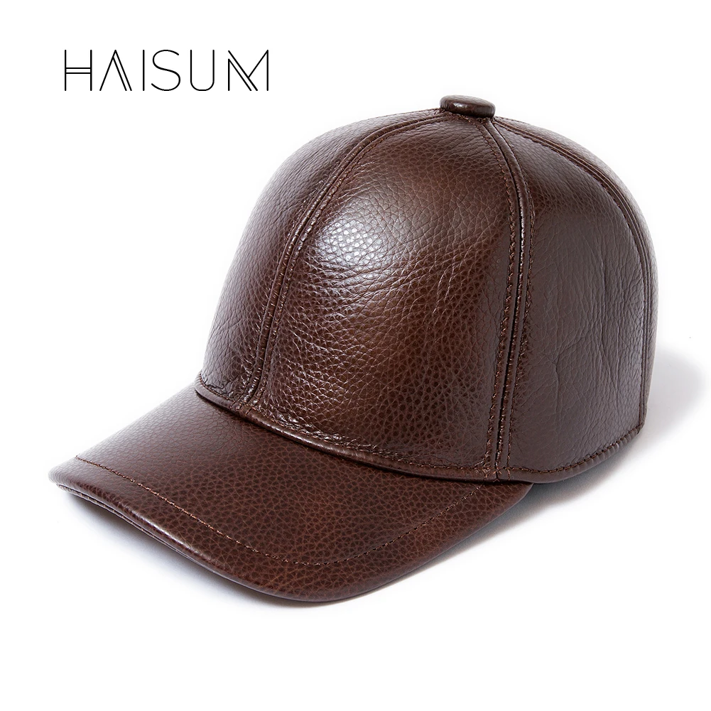 

2018 New Leather Baseball Cap Women Men Snapback 100% Genuine Leather Baseball Hats CS134