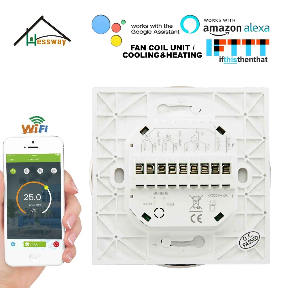 HESSWAY туя 24VAC 95~ 240VAC Air кондиционирование фанкойл блок термостат Wi Fi для 2 P 4 Охлаждение, отопление