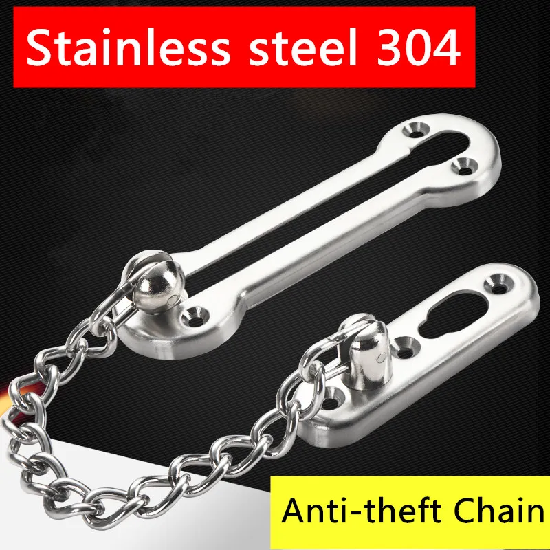 

Stainless steel 304 Security Anti-theft Chain Sliding Door Lock Chrome Door Lock Chain Bolt Safety Door Lock Chain Hotel Office