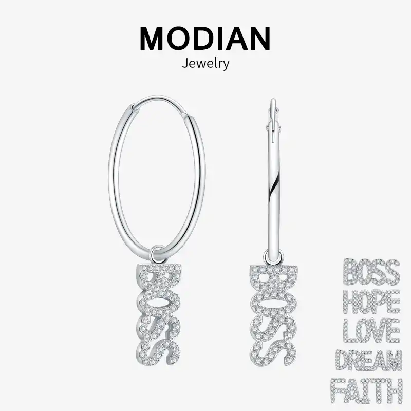 Modian Мода бесплатно Collocation настоящая серебряная буква 925 пробы обруч серьги золотистого цвета INS стиль для женщин DIY серебряные ювелирные изд...