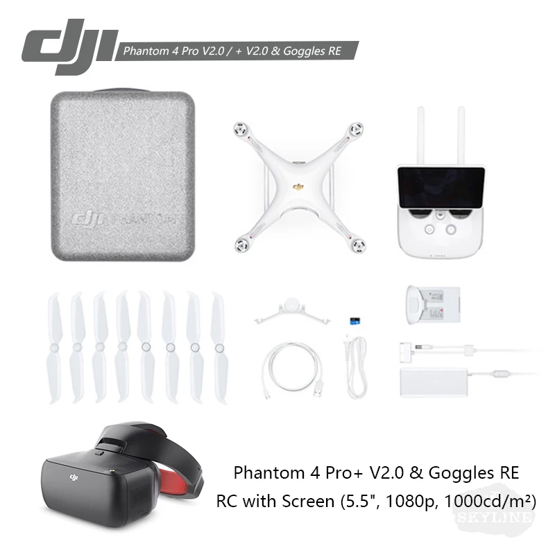 DJI Phantom 4 Pro V2.0/плюс V2.0, DJI очки RE с 4 K HD Камера 1-дюймовый 20MP 30 минут время полета CMOS 5 направлении препятствие Sens - Цвет: P4PPlus2.0 with GoRE