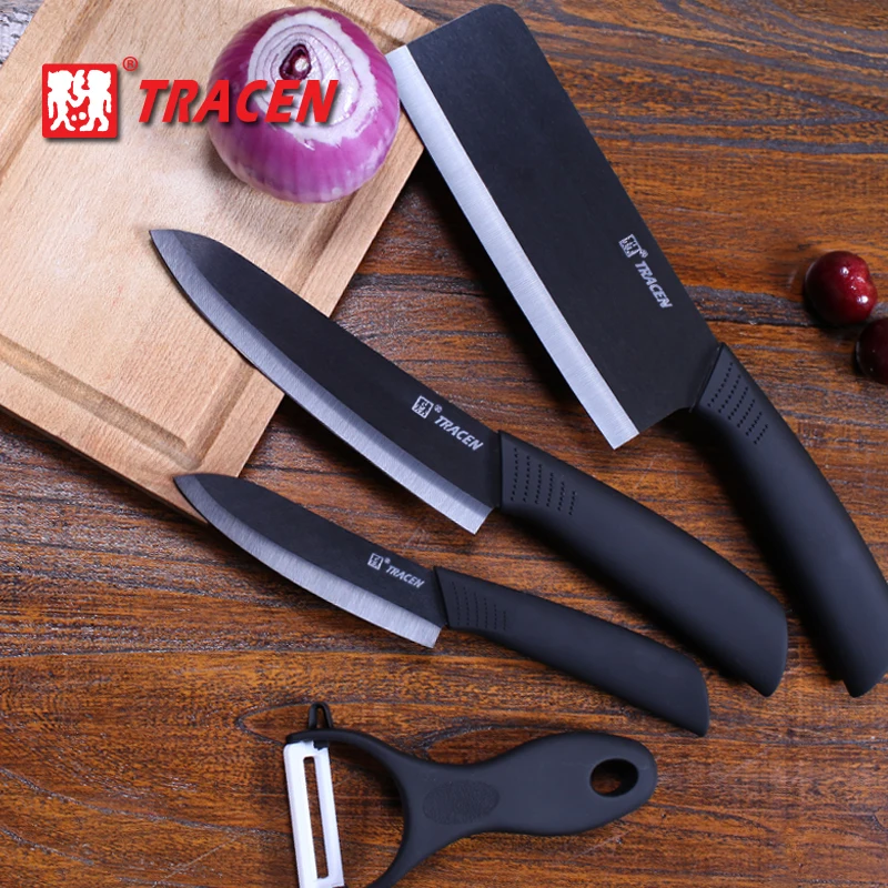 

High quality Paring Fruit Utility + peeler + vegetable knife +cut meat artifact + Holder Block Chef Kitchen Ceramic Knife Sets