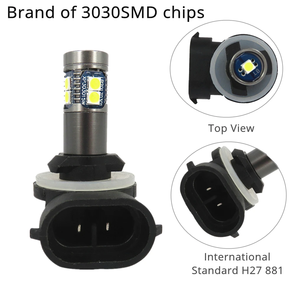 Led para Carro Luz de Nevoeiro Luz da Lâmpada Wljh Canbus Branco 881 Lâmpada Caminhão Cauda Estacionamento Condução H27w - 2 Daytime Running Dc12v-24v H27 2x 6 H27 WLJH 2x Canbus Branco 881 Lâmpada