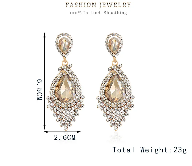 champange crystal earrings for women 4