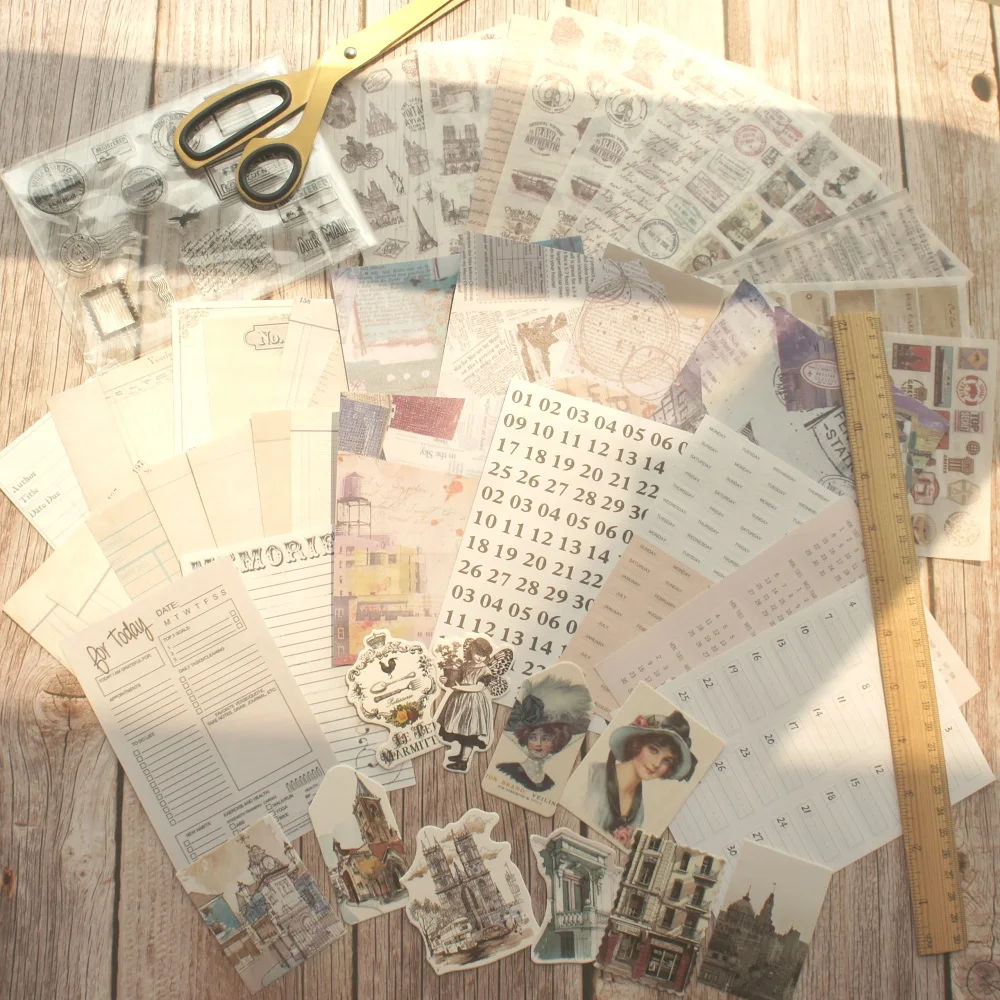 

45 Pcs DIY Ladies Old Letter and Memory Theme Tag Mini Card Background Craft Paper Stamp Scrapbooking Creative Set Gift Use