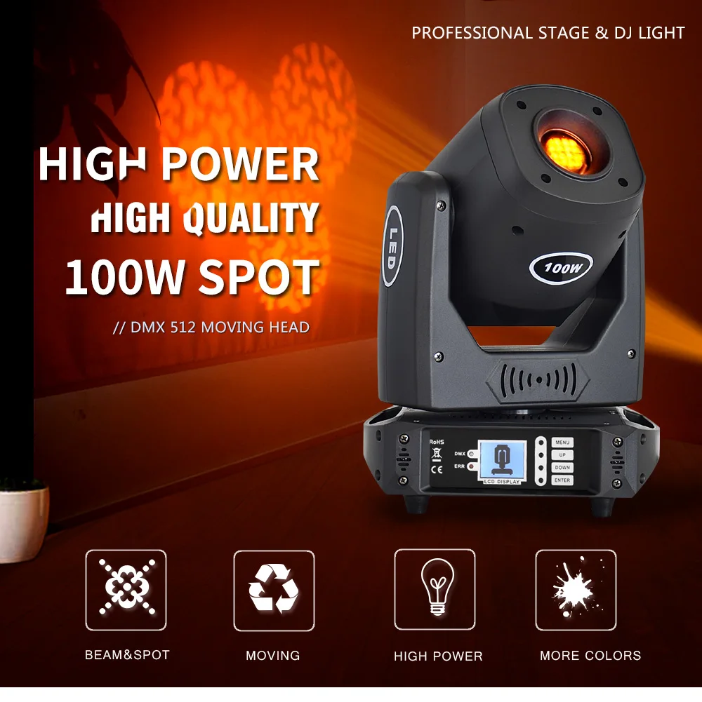 stage light moving head High brightness focus 100W gobo color with prism for DMX DJ Stage