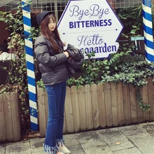 Красивые Новые корейские Ретро джинсы с завышенной талией, женские весенние и летние тонкие брюки с бахромой по краям A514