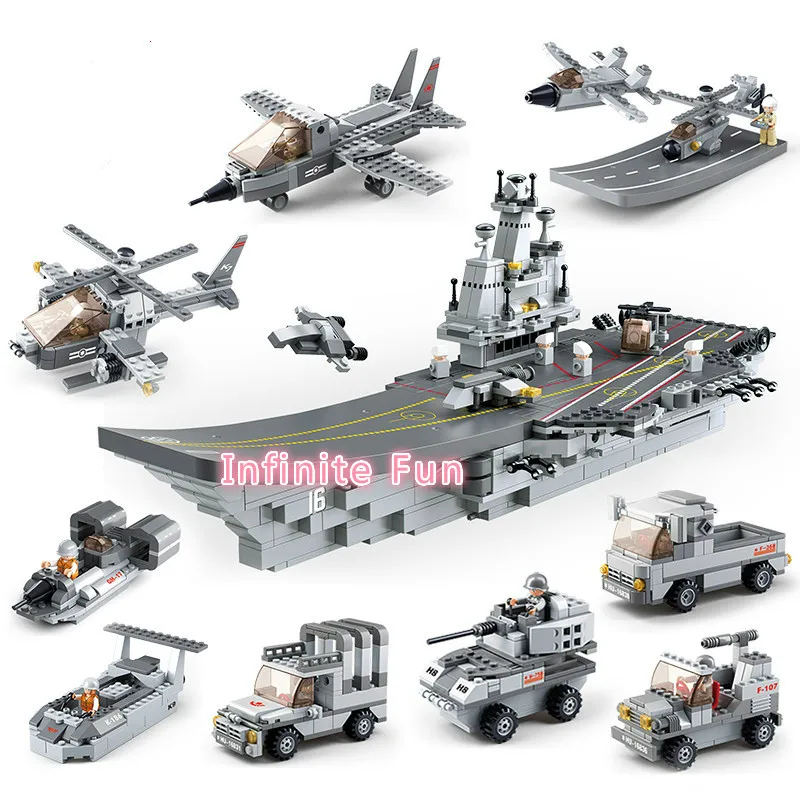 

Sluban 9 In1 Military Series Army NAVY Warship Model Building Blocks Aircraft Carrier Plane Carrier Bricks Toy Gift 1001 PCS