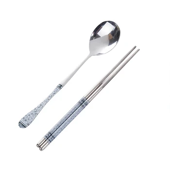 

Portable Stainless Steel Korean Chopsticks Spoon Personalized Laser Engraving Patterns Sticks Cartoon Children Gift
