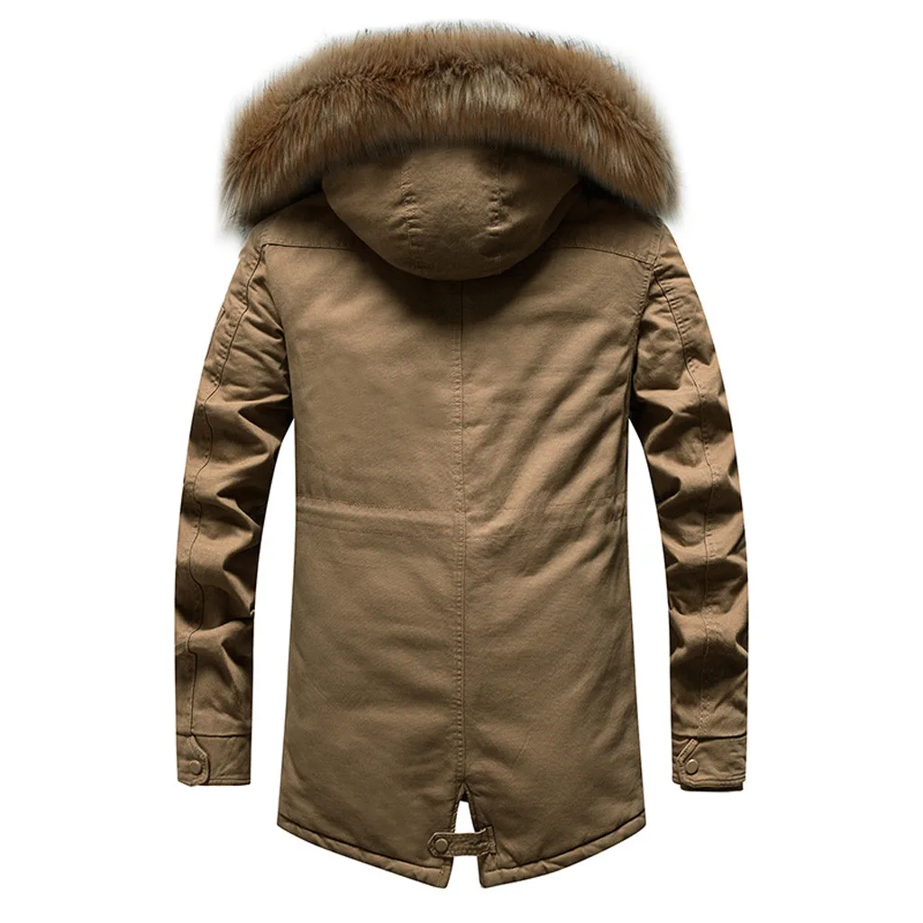 Autumn Winter Jacket Men 2XL 3XL Cotton Padded Warm Parka Coat Casual Faux Fur Hooded Fleece Long Male Jacket Windbreaker Men