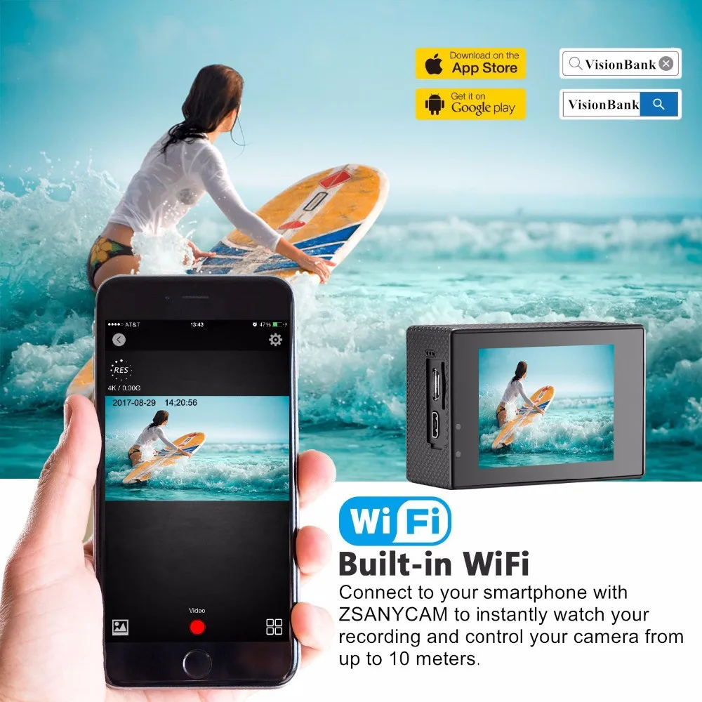 Спортивная экшн видеокамера VeFly s камера 4k dvr Wi Fi дистанционное управление hdmi ultra